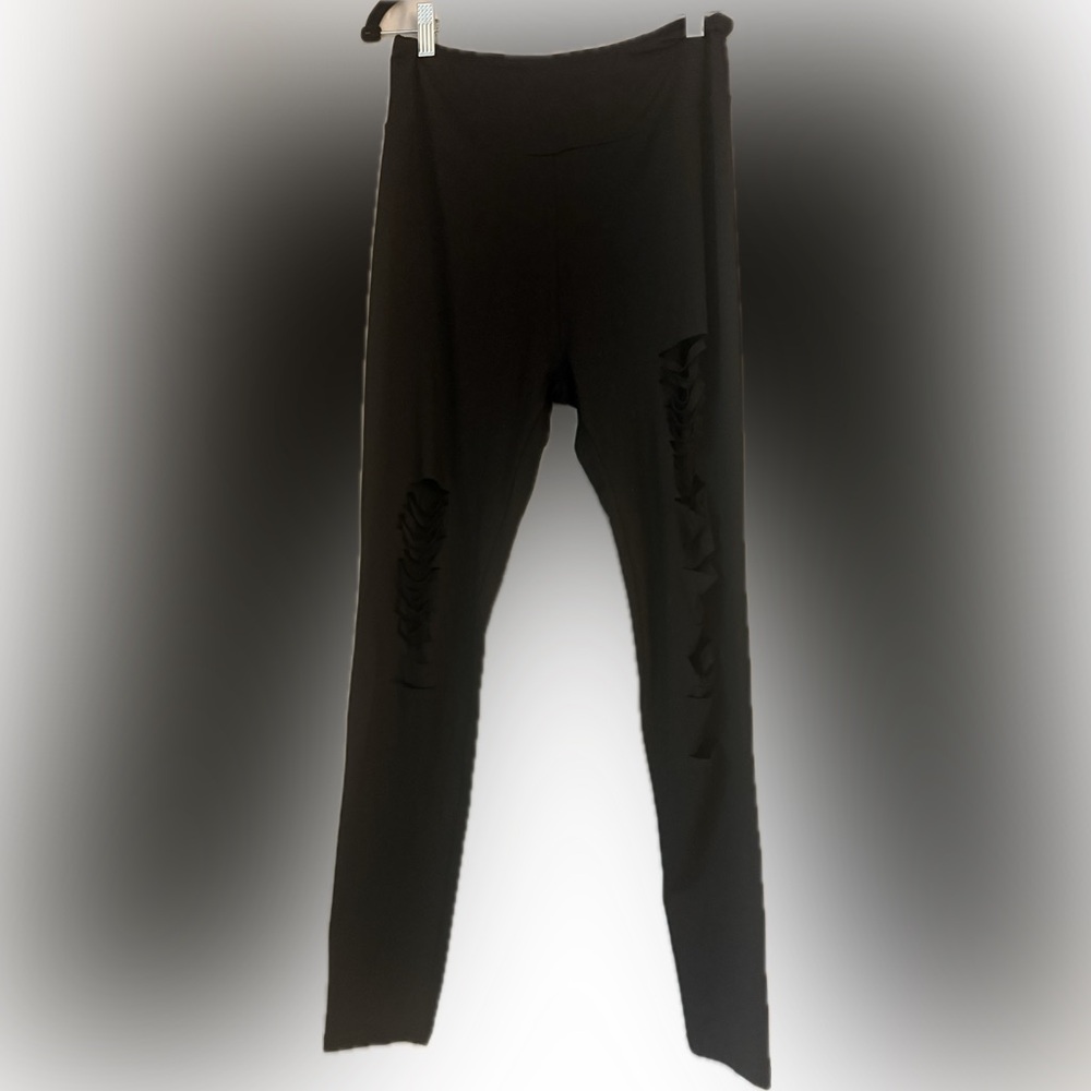 Black XL Leggings with rips- never worn. New without tags. - Picture 3 of 5